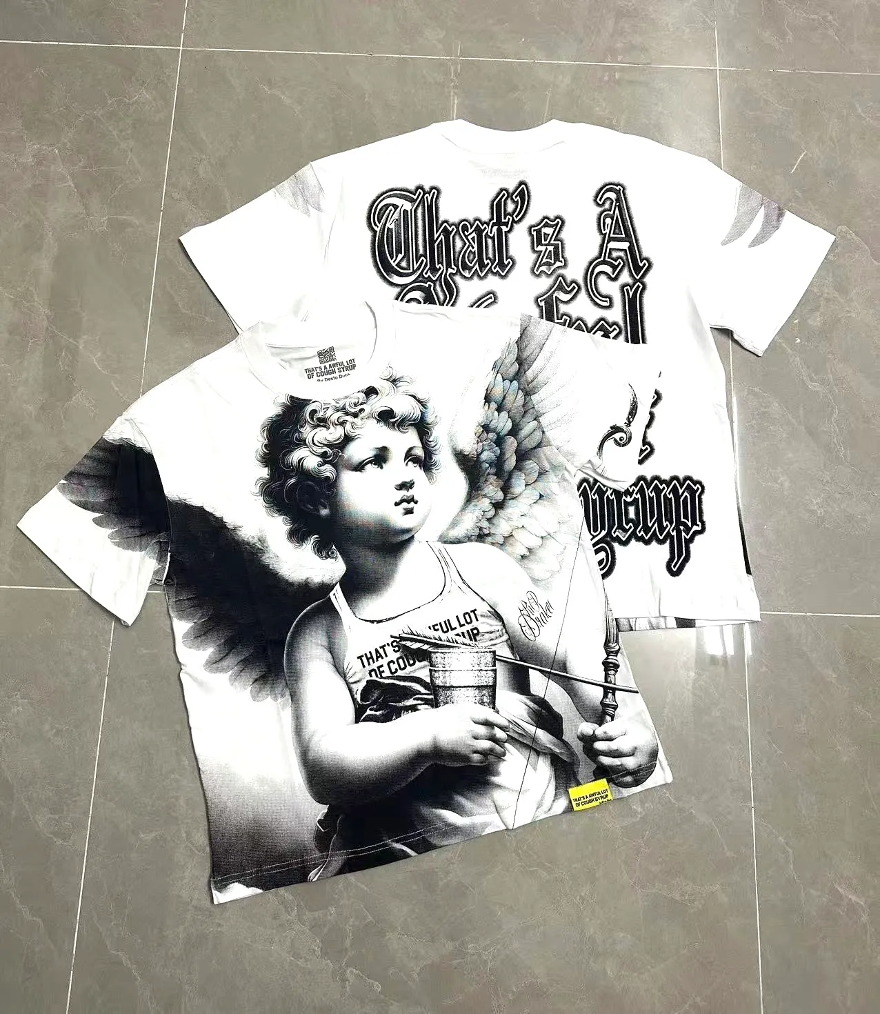 #White I THAT'S A AWFUL LOT OF COUGH SYRUP In Stock Real shot American simple trendy brand loose casual T-shirt Fabric (fabric): 32 counts Weight combed double yarn pure cotton Sizes (size): S-M L X L Color (colour): White, Black